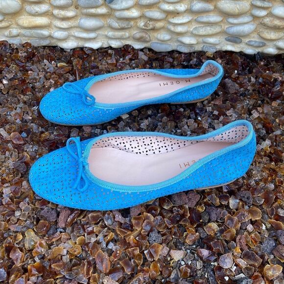 M Gemi Marine Blue Leather Suede Open Weave Ballet Flats. Size 39.5 (8.5) EUC! - Picture 5 of 10